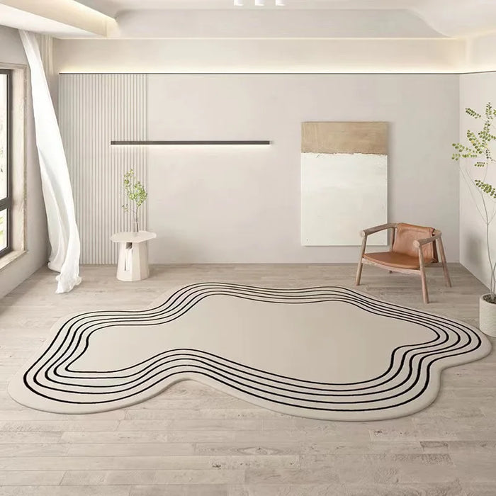 Irregular Cream Color Living Room Bedroom Anti-Dirt Anti-Slip Imitation Cashmere Carpet