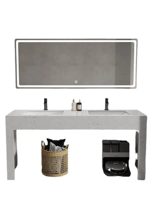 Simple Slate Bathroom Cabinet Sink Public Toilet Intelligent Induction Double Washbasin Sets Floor Furniture Custom Wash Table