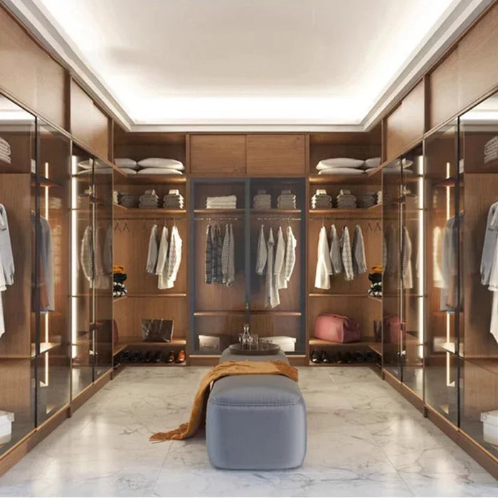 Simple Modern Storage Wardrobe Drawers Hanging Rail Cabinet Glass Sliding Door Bedroom Space Saver Ropero Household Products