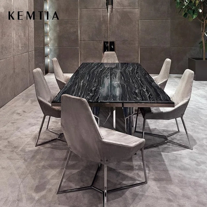 Deluxe  Dining table chair Modern Luxury Marble table natural rectangular dining table
