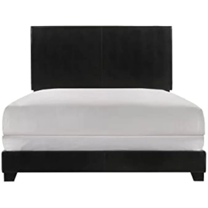 Crown Mark Erin Upholstered Panel Bed in Black,  Bedroom Furniture,  Bed Frame