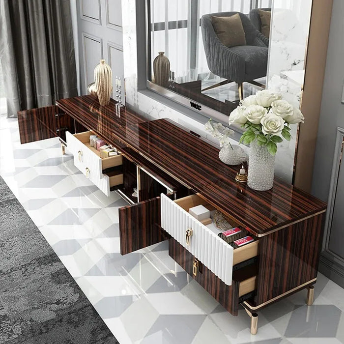 Simple Postmodern Tea Table TV Cabinet Combination Living Room Furniture Metal Retractable Black Floor Cabinet Furniture