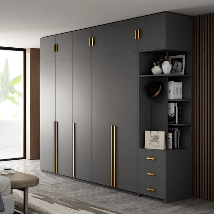 Simple modern wardrobe solid wood multilayer board household bedroom large combination cabinet rental room solid wood wardrobe