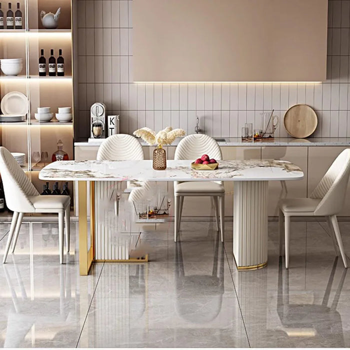 Simple Marble Dining Table Nordic Minimalist Rectangle Design Dining Table Italian Style Mesa De Comedor Kitchen Furniture