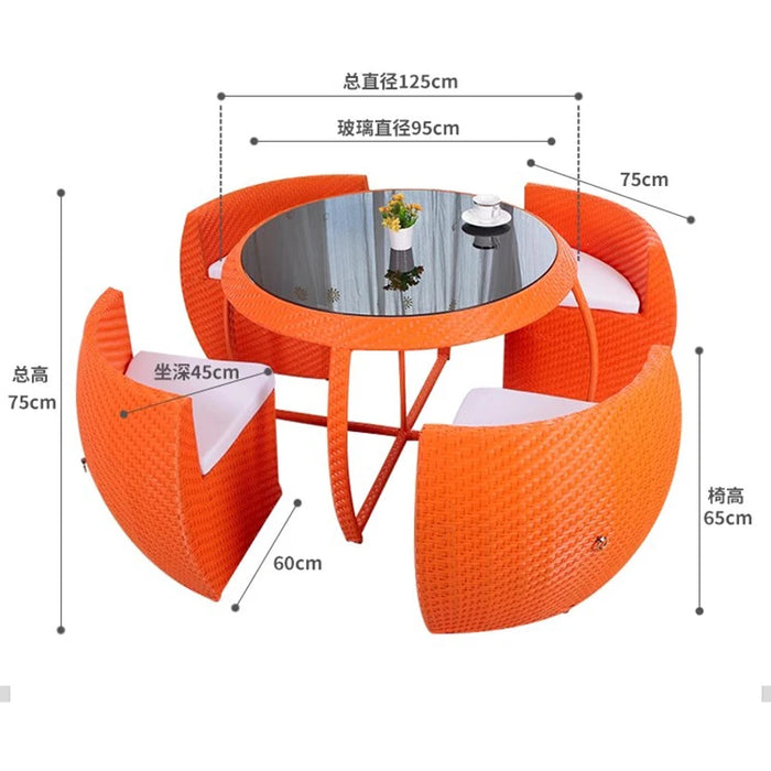 Outdoor Table and Chair Leisure PE Rattan Combination Villa Courtyard Garden Guest House Creative Garden Furniture Sets WKGF