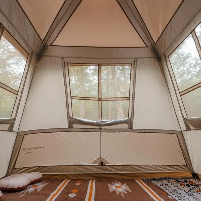 Outdoor Luxury Camping Tent 6-8 Person 2 Rooms 1 Hall Large Space Automatic Tent  210d Oxford Cloth Portable Waterproof Tent