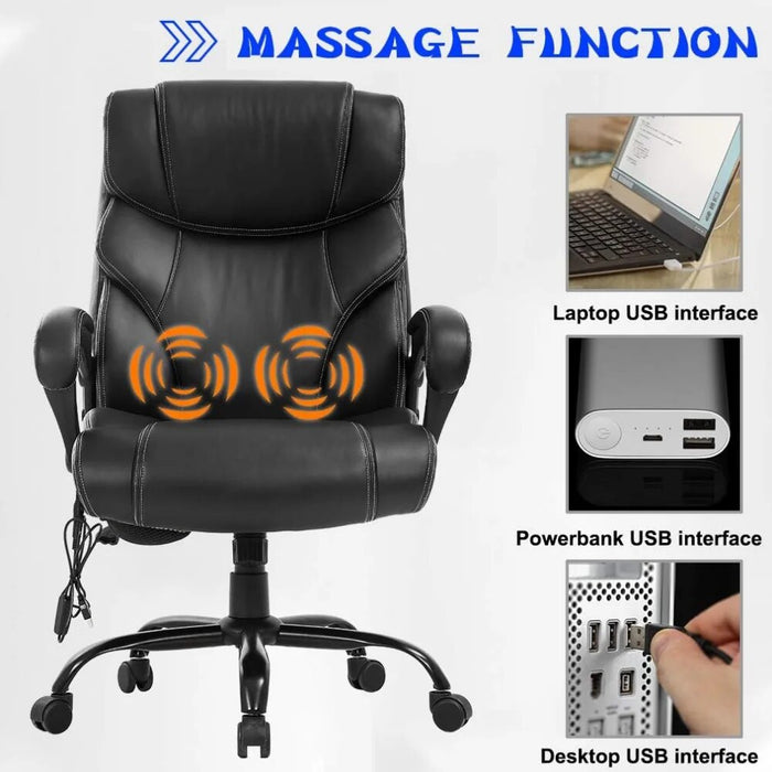 BESTOFFICE FURNITURE Big and Tall Office Chair 400lbs - Heavy Duty Metal Base Ergonomic Massage Desk Chair with Lumbar Support