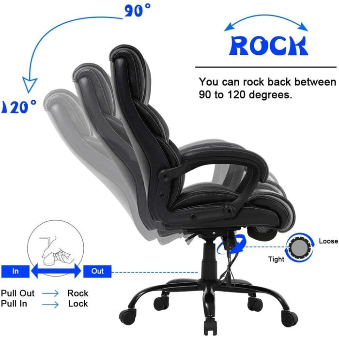 BESTOFFICE FURNITURE Big and Tall Office Chair 400lbs - Heavy Duty Metal Base Ergonomic Massage Desk Chair with Lumbar Support