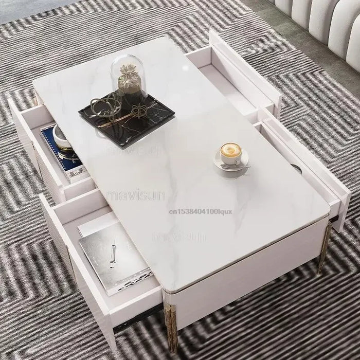 Shelf Tv Stand Modern High Quality Luxury TV Cabinet Coffee Tables Set Gold Stand Slate Tabletop For Living Room Furniture