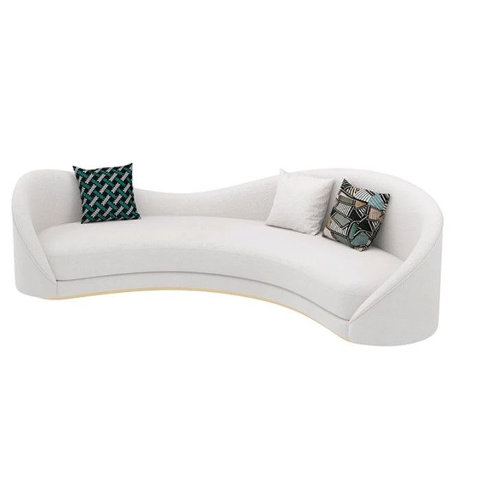 Curved Lambswool White Sofa Unusual White Minimalist Reading Living Room Sofa Banquet Comfort Unique Divano Bedroom Furniture