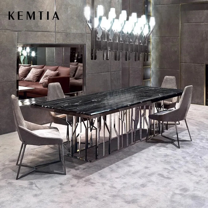 Deluxe  Dining table chair Modern Luxury Marble table natural rectangular dining table