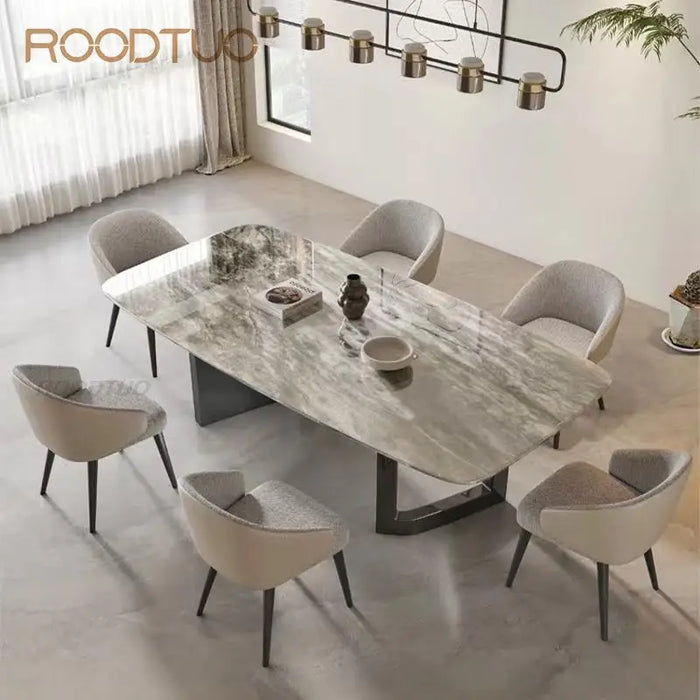 Crystal Marble Stone Dining Table High-End Rectangle Minimalist Villa Marble Restaurant Dining Table Home Furniture