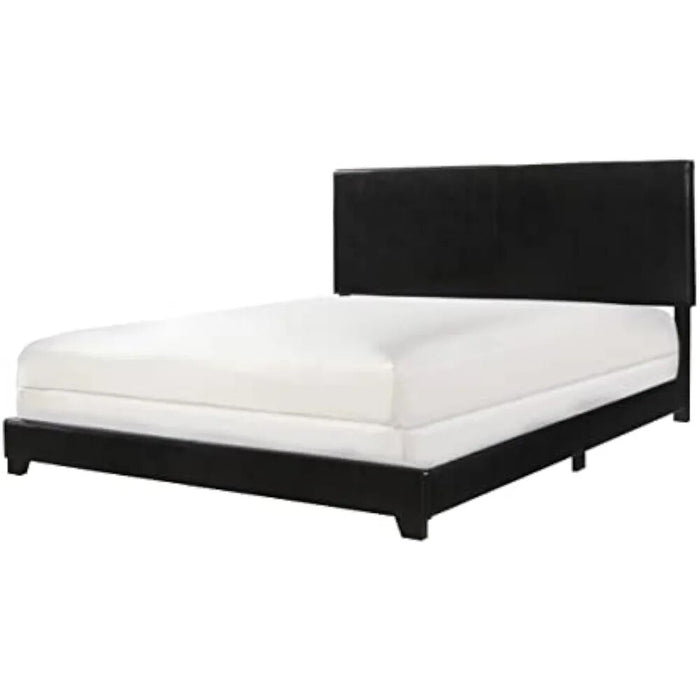 Crown Mark Erin Upholstered Panel Bed in Black,  Bedroom Furniture,  Bed Frame