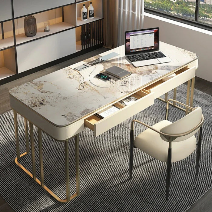 Italian Light Luxury Office Desk Slate Bedroom Household Computer Cosmetology Office Desk Bureau Meuble Working Equipment QF50OD