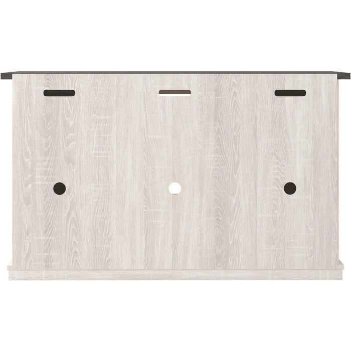 Signature Design Farmhouse TV Stand Fits TVs up to 50" with Sliding Barn Doors and Storage Shelves, Whitewash & Gray