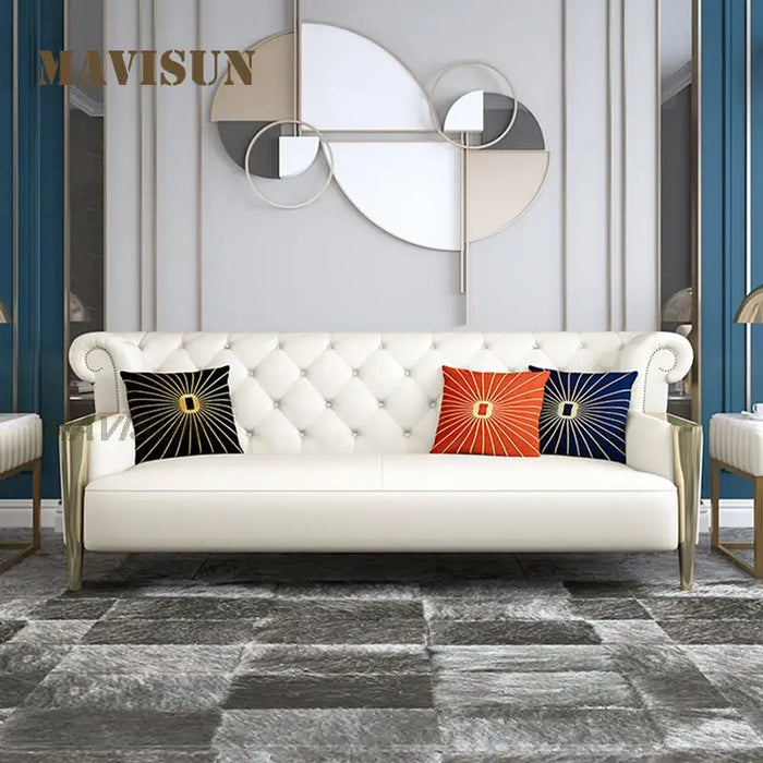 Silver Gray High-End Living Room Sofa Combination Corner Light Luxury Solid Wood Simple Post-Modern Furniture All Sofas