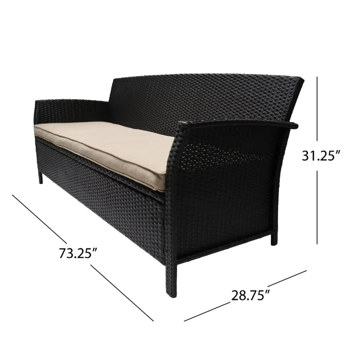 Anton Outdoor Wicker 3 Seater Sofa with Cushion, Brown, Tan outdoor furniture  furniture sofa  patio furniture