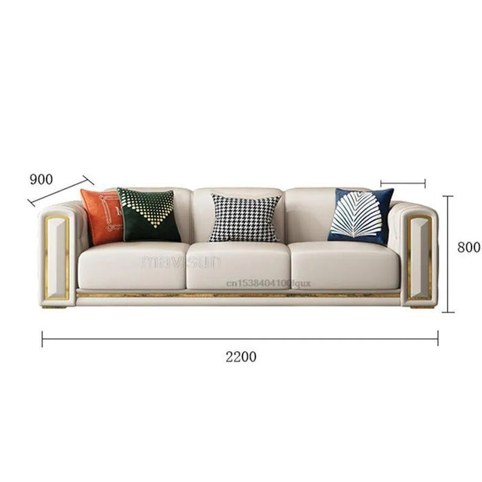 Italian Minimalist White Leather Sofa Luxury Living Room Sofa Large Sofas Set Small Apartment Chaise Lounge Home Furniture
