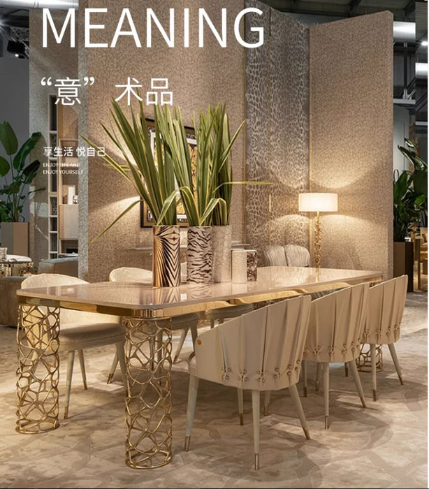 Italian light luxury marble dining table modern simple living room Villa dining room rectangular dining table