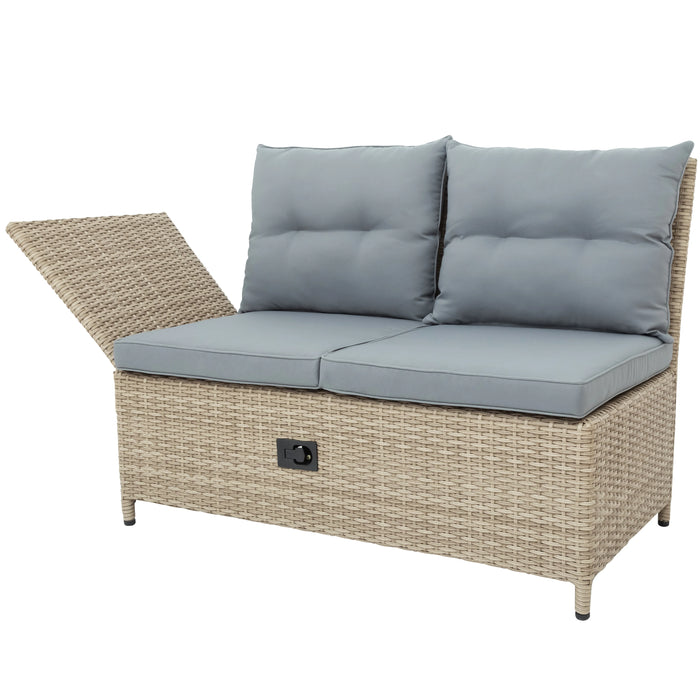 Outdoor Patio 4-Piece All Weather PE Wicker Rattan Sofa Outdoor Furniture Set with Adjustable Backs for Backyard, Poolside, Gray