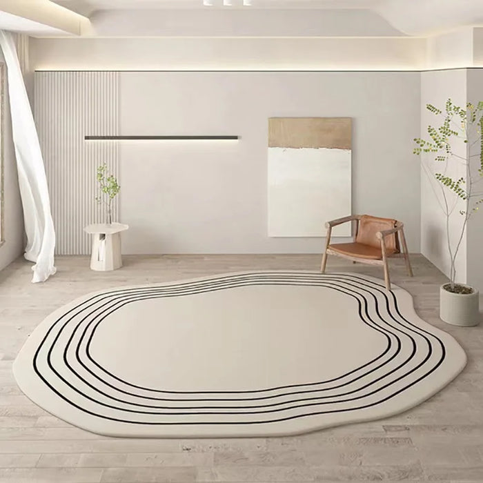 Irregular Cream Color Living Room Bedroom Anti-Dirt Anti-Slip Imitation Cashmere Carpet