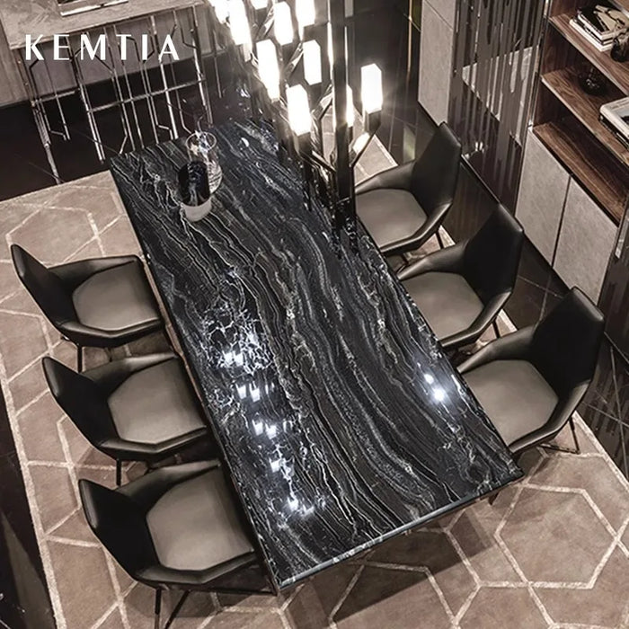Deluxe  Dining table chair Modern Luxury Marble table natural rectangular dining table