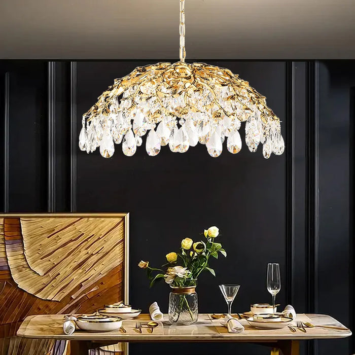 Creative Modern Branches Crystal Chandelier Restaurant Living Room Dining Table Gold Leaf Luxury Decoration Pendant Light