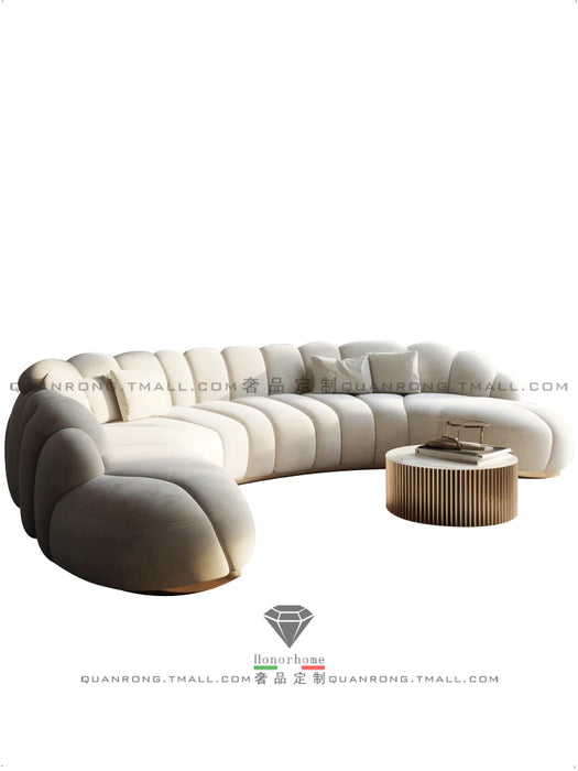 Curved Sofa Cream Style Curved Sofa Creative Sofa for Living Room, Multi Seat Sales Office, Hotel Lobby Sofa
