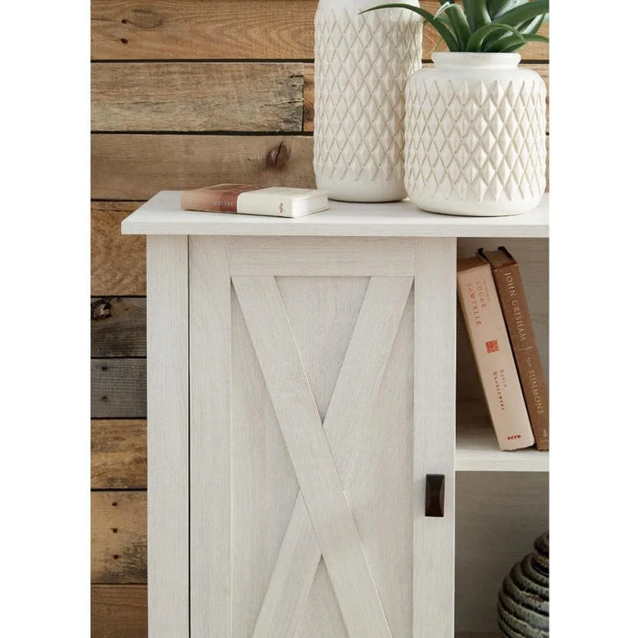 Signature Design by Ashley Turnley Farmhouse Accent Cabinet or TV Stand, Fits TVs up to 52", Whitewash