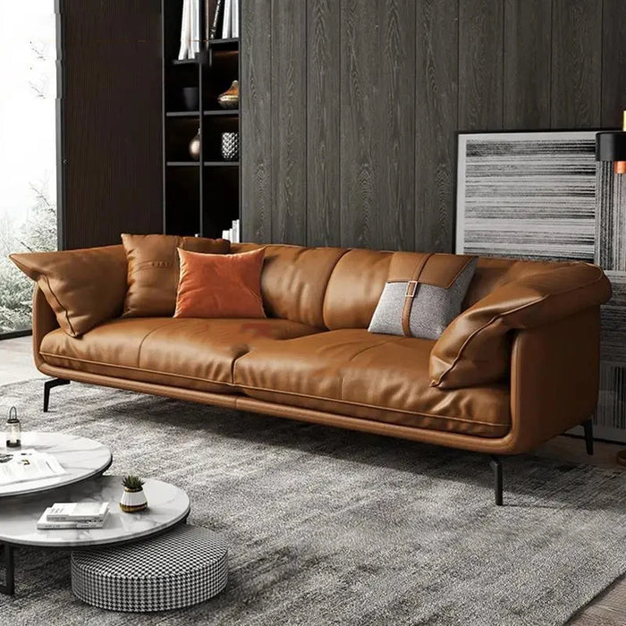 Italian Minimalist SofasFeather Leather Couch Modern Living Room Furniture Small Sofas Apartment Slaapbank Lounge Furniture