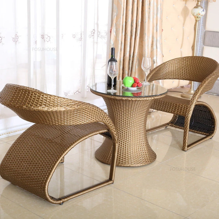 Outdoor Tables and Chairs Patio Garden Furniture Set Household Rattan Chair Three-Piece Leisure Outdoor Garden and Terrace Set