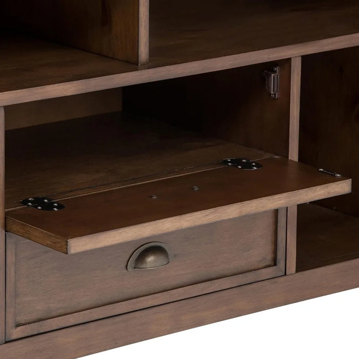 SIMPLIHOME Redmond SOLID WOOD 72 Inch Wide Transitional TV Media Stand in Rustic Natural Aged Brown For TVs up to 80 Inches
