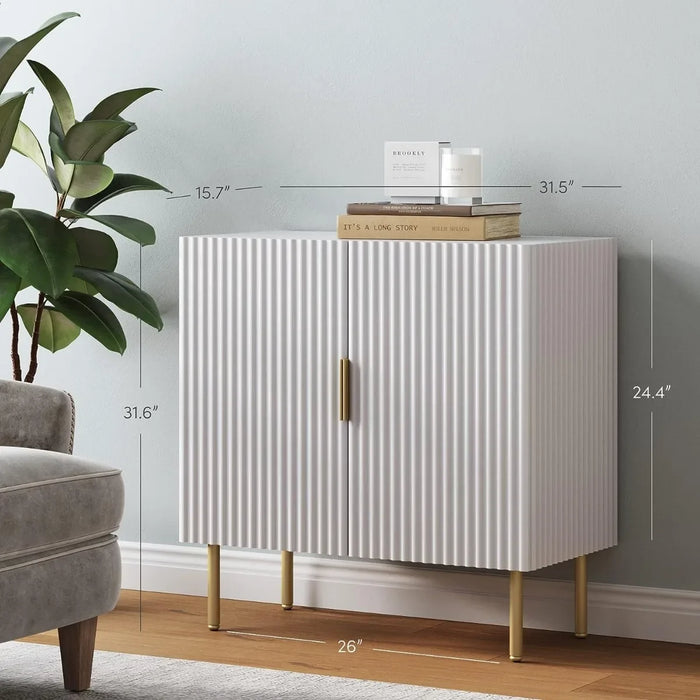 Nathan James Modern Storage, Buffet, Sideboard, Free Standing Accent Cabinet for Hallway, Entryway or Living Room, 1,White/Brass