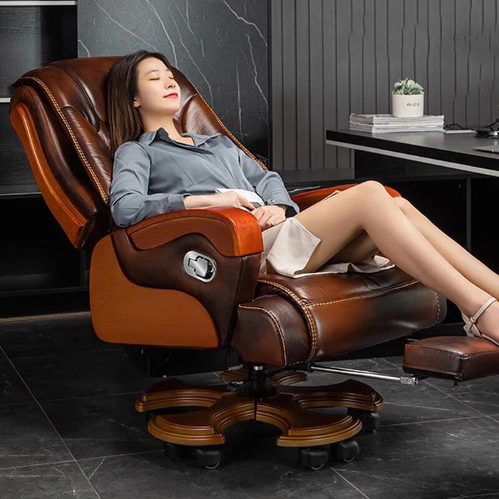 Design Executive Editor Office Chair Swivel Leather Rolling Salon Revolving Chairs Relax Wooden Silla De Oficina Office Supplies