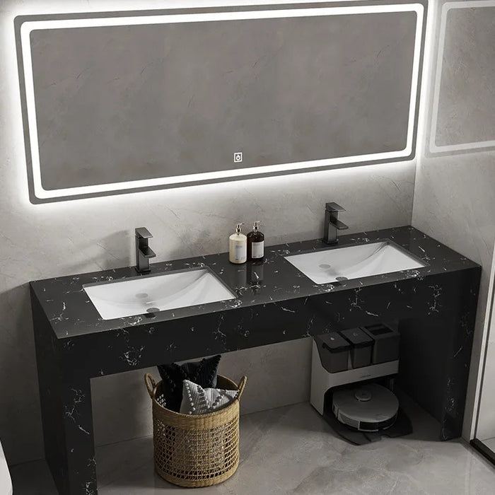 Simple Slate Bathroom Cabinet Sink Public Toilet Intelligent Induction Double Washbasin Sets Floor Furniture Custom Wash Table