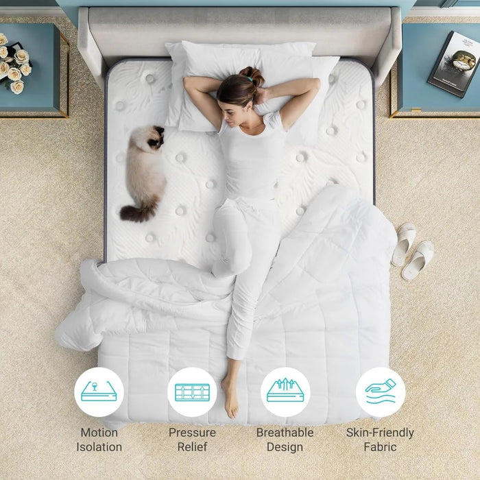 Serweet 12 Inch Memory Foam Hybrid Queen Mattress  Pocket Innersprings for Motion Isolation Pressure in Century-Old Factory