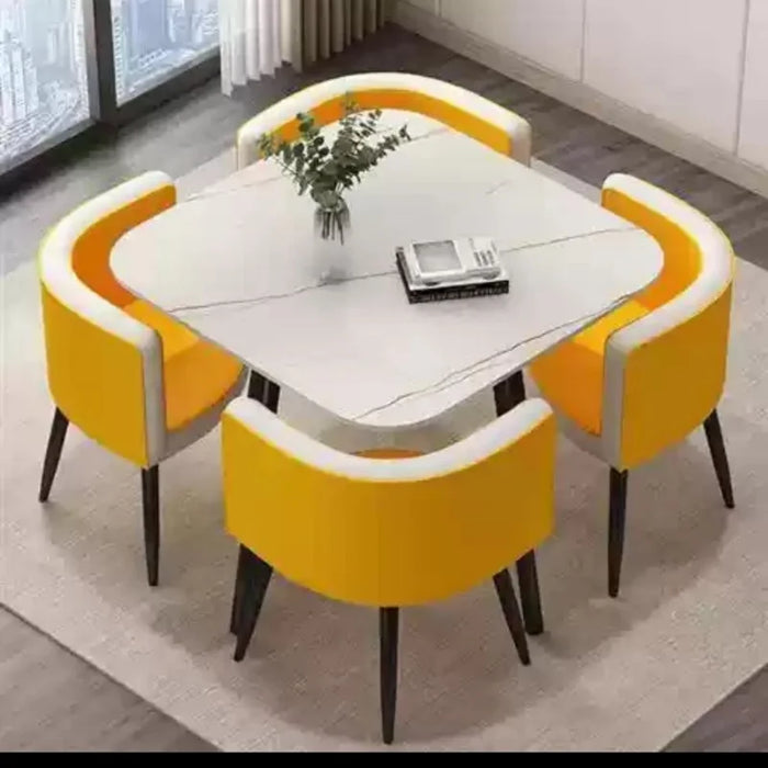 Simple Reception Negotiation Imitation Marble Pattern Wooden Table Chair Group Rest Area Office Meeting Restaurant Table  Chair