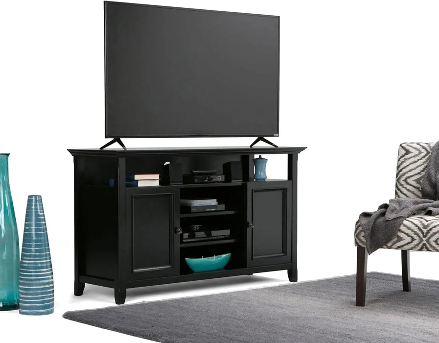 SIMPLIHOME Amherst SOLID WOOD Universal TV Media Stand, 54 inch Wide , Transitional, Living Room Entertainment Center