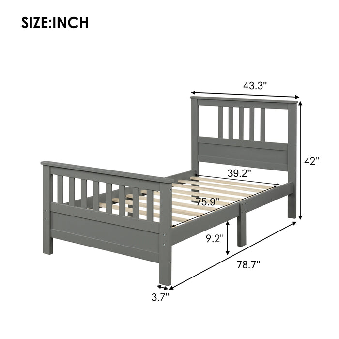 Wood Platform Bed with Headboard and Footboard  Twin/Full  Bedroom Furniture