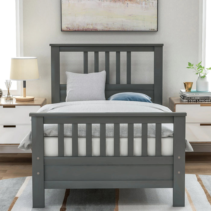 Wood Platform Bed with Headboard and Footboard  Twin/Full  Bedroom Furniture