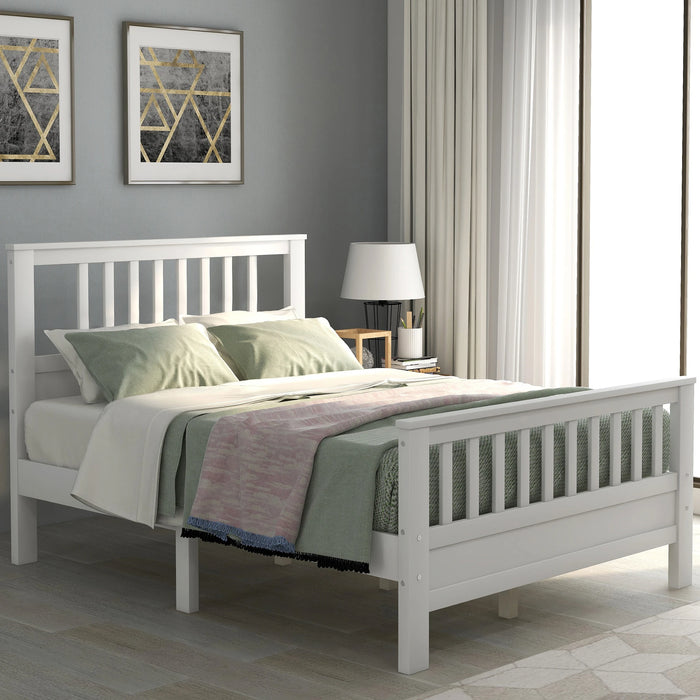 Wood Platform Bed with Headboard and Footboard  Twin/Full  Bedroom Furniture