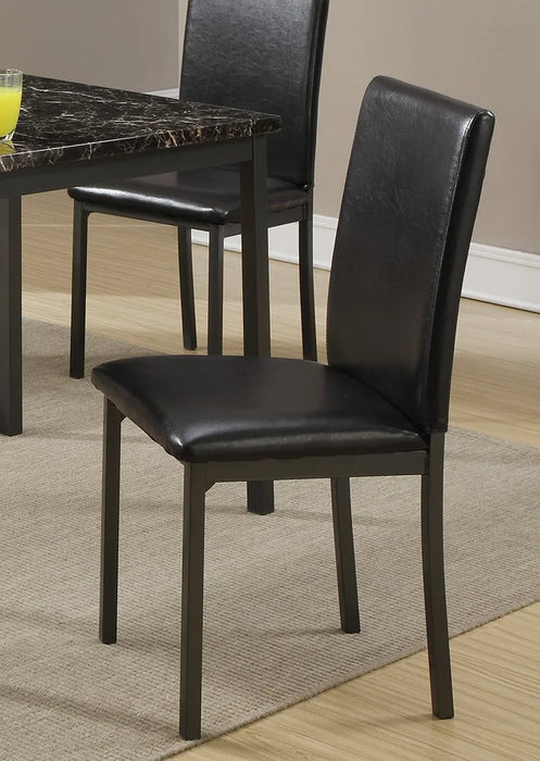 5pc  Dining Table Set Dining Room Furniture Table And 4x Chairs Faux Marble Top table Black Faux Leather Chairs Home Kitchen