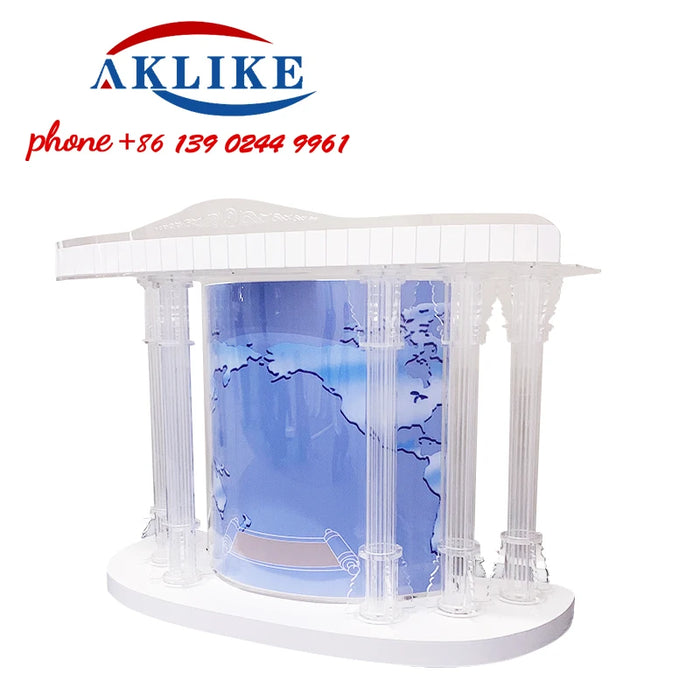 2024 AKLIKE Furniture Cross Lectern Modern Rostrum Clear Acrylic Church Pulpit With Led Podium Stand Free Shipping