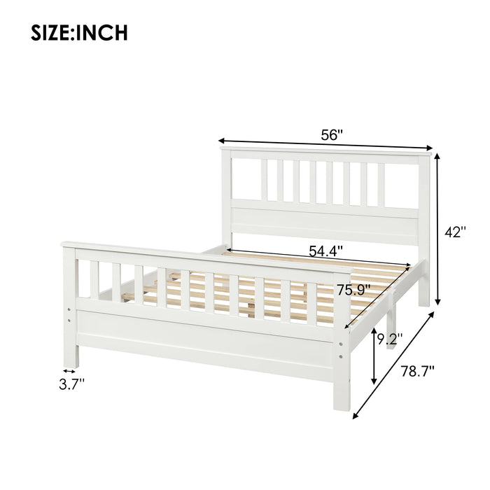 Wood Platform Bed with Headboard and Footboard  Twin/Full  Bedroom Furniture