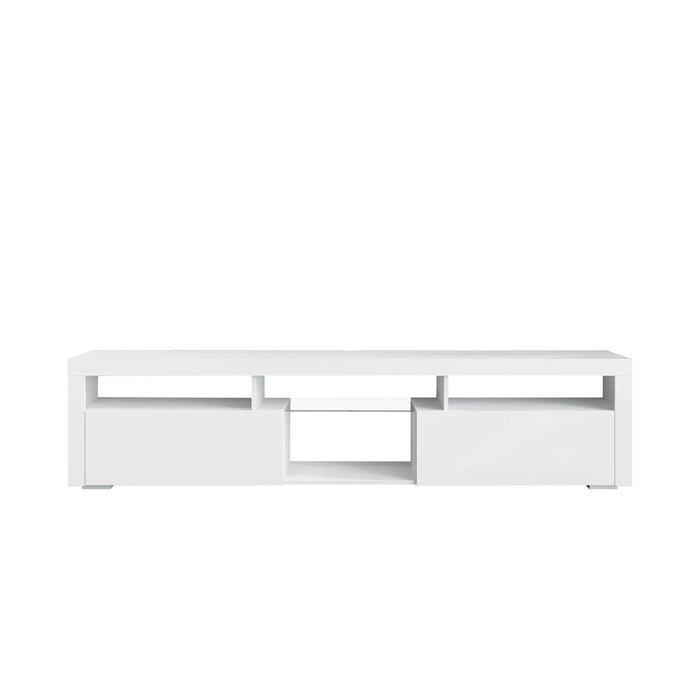 [Flash Sale]70" Modern Simple LED TV Stand W/2 Storage Cabinet&Open Shelves Wall Mountable for Living Room Bedroom White[US-W]