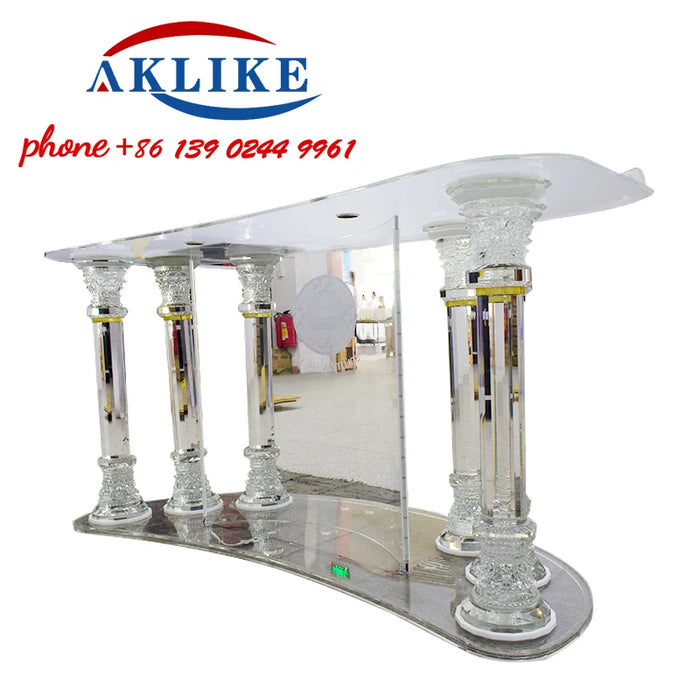 2024 AKLIKE Modern Furniture Clear Acrylic Church Pulpit Acrylic Crystal Nice Lectern Portable Podium Stand Free Shipping