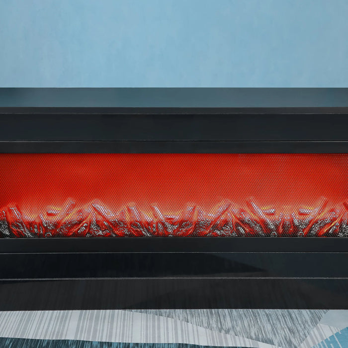 75" TV Cabinet Modern Black Electric Fireplace TV Stand with Insert Fireplace Without Remote and Heating Living Room Furniture