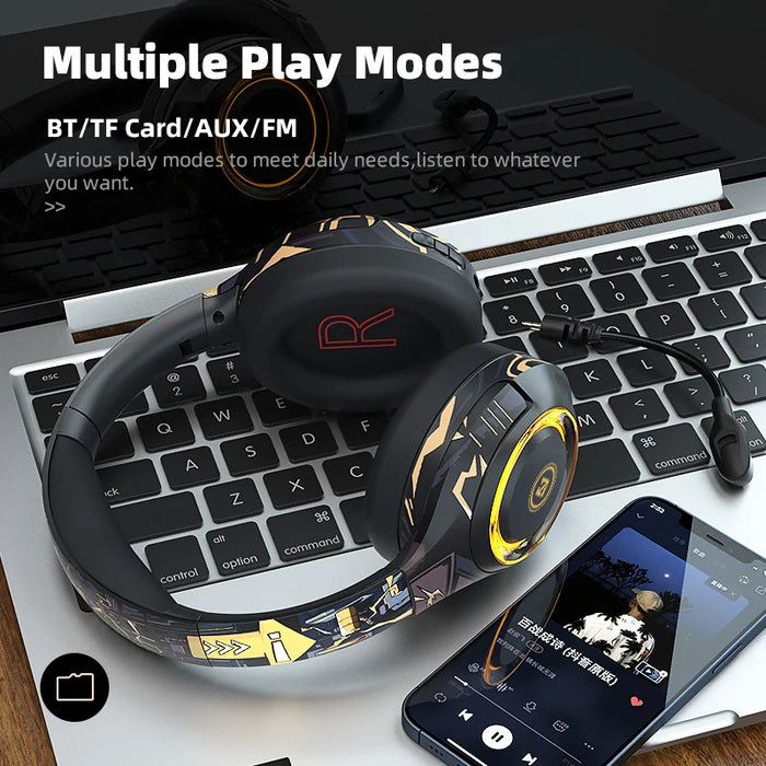 TECSIRE A2 Bluetooth Headphone Wireless Headset Over The Ear High Fidelity Bass Stereo Detachable Microphone