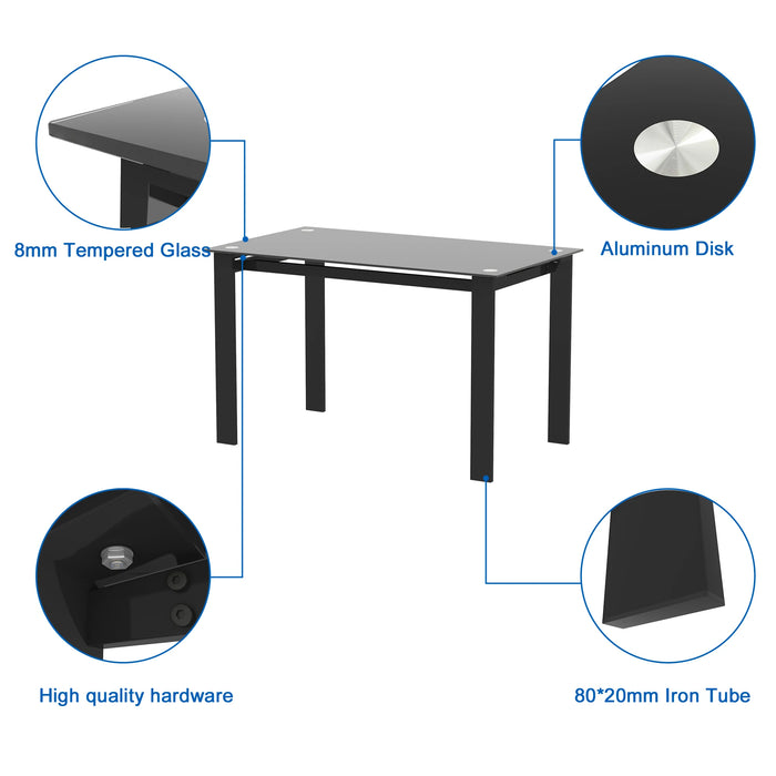 [Flash Sale]7&5 Piece Dining Table Set 1 Glass Dining Table + 6 Or 4 PU Chairs Black Kitchen Breakfast Furniture[US-W]