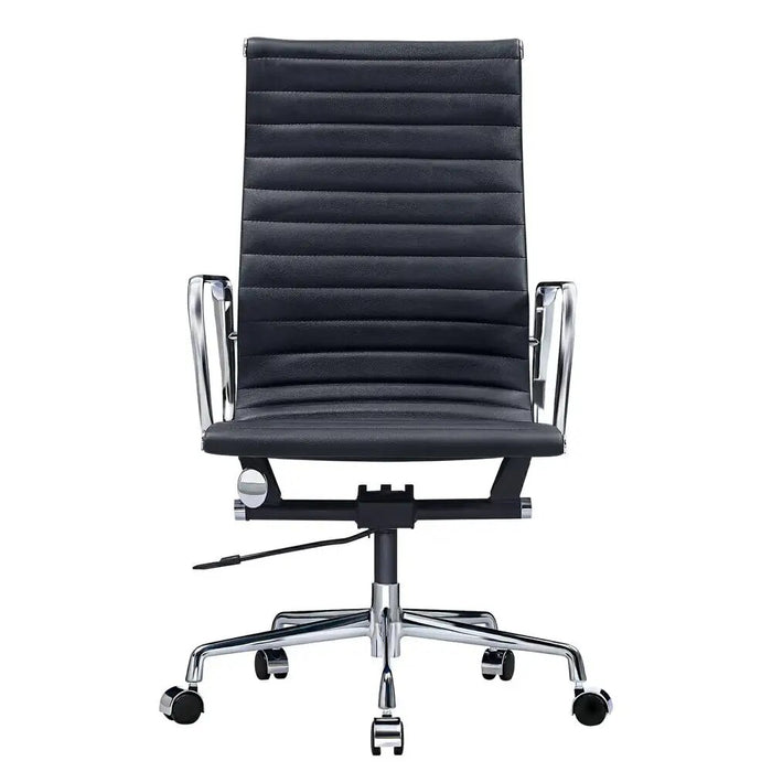 [Flash Sale]Genuine Leather Office Chair Nordic Leisure Roller Swivel Computer Chair Aluminum Base Contracted Comfortable[US-W]
